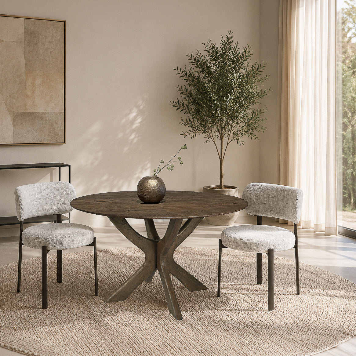 Esstisch Brix Montreaux Ø130cm aus Massivholz - Braun