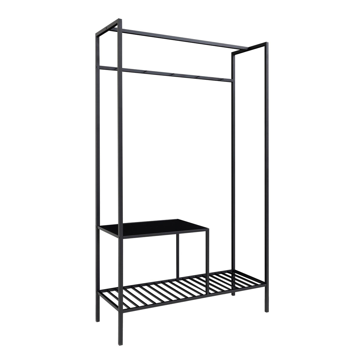 Garderobe Vita 170cm aus Metall mit 2 Ablagen - Schwarz