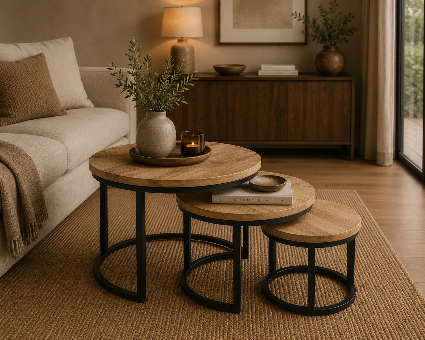 3er-Set Couchtische Rylee aus Mangoholz - Hellbraun-Couchtische-Benoa-le canapé