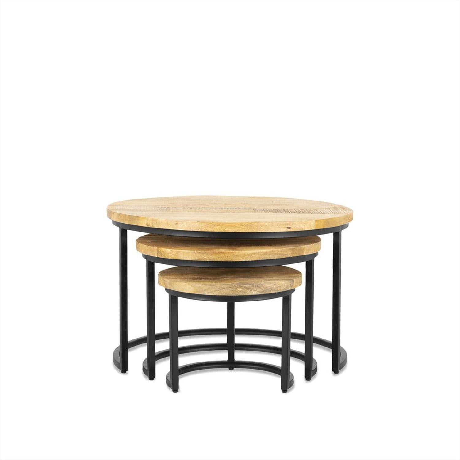 3er-Set Couchtische Rylee aus Mangoholz - Hellbraun-Couchtische-Benoa-le canapé
