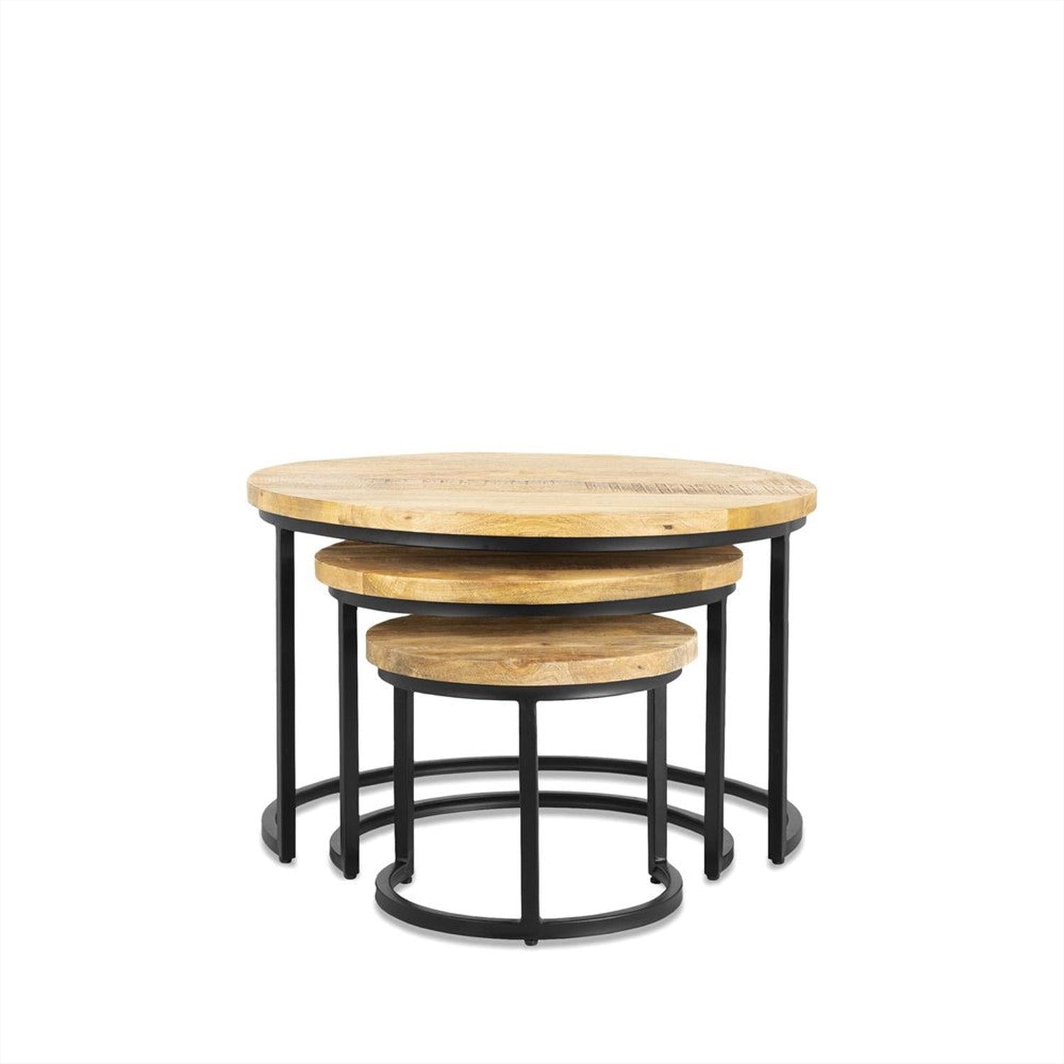 3er-Set Couchtische Rylee aus Mangoholz - Hellbraun-Couchtische-Benoa-le canapé