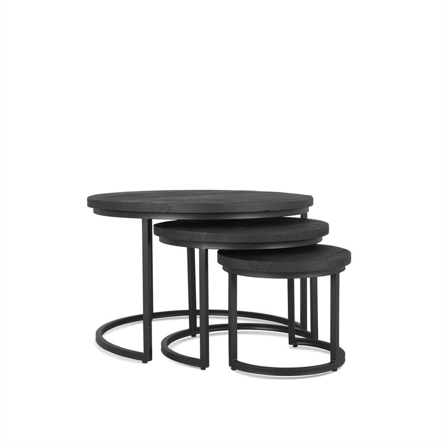 3er-Set Couchtische Rylee aus Mangoholz - Schwarz-Couchtische-Benoa-le canapé