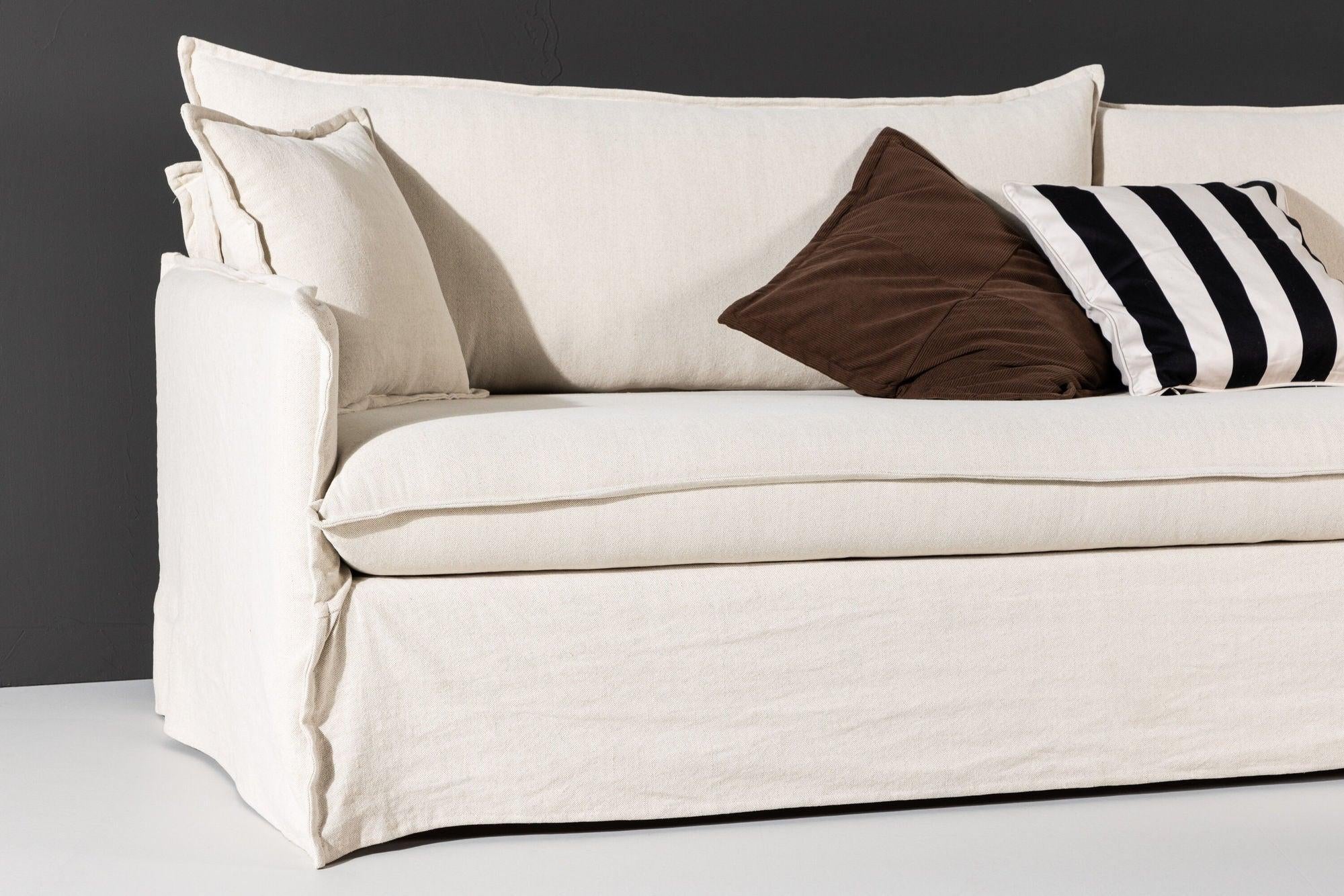 4-Sitzer Sofa Nova aus Leinen - Beige-4-Sitzer Sofa-Venture Home-le canapé