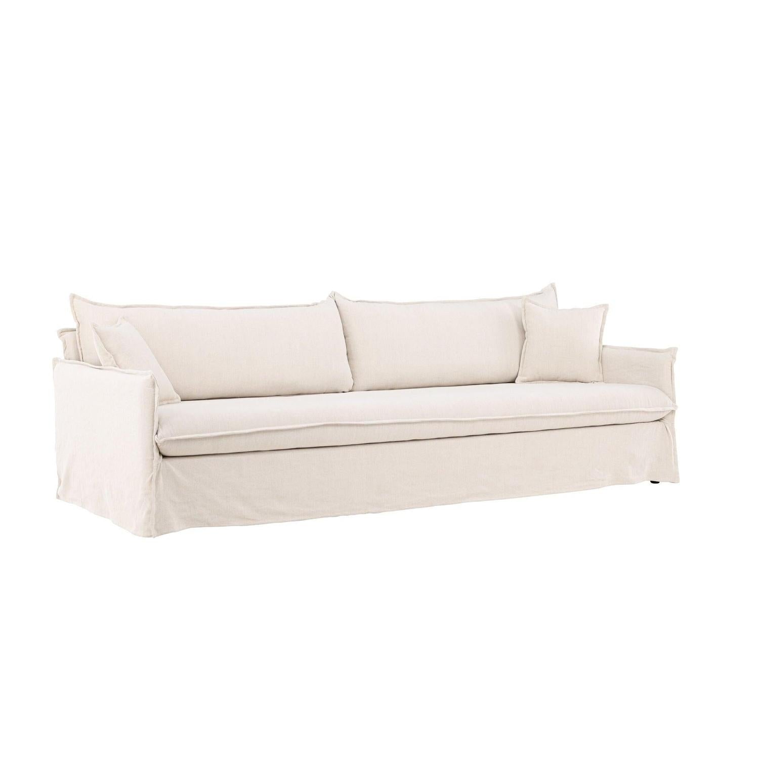 4-Sitzer Sofa Nova aus Leinen - Beige-4-Sitzer Sofa-Venture Home-le canapé