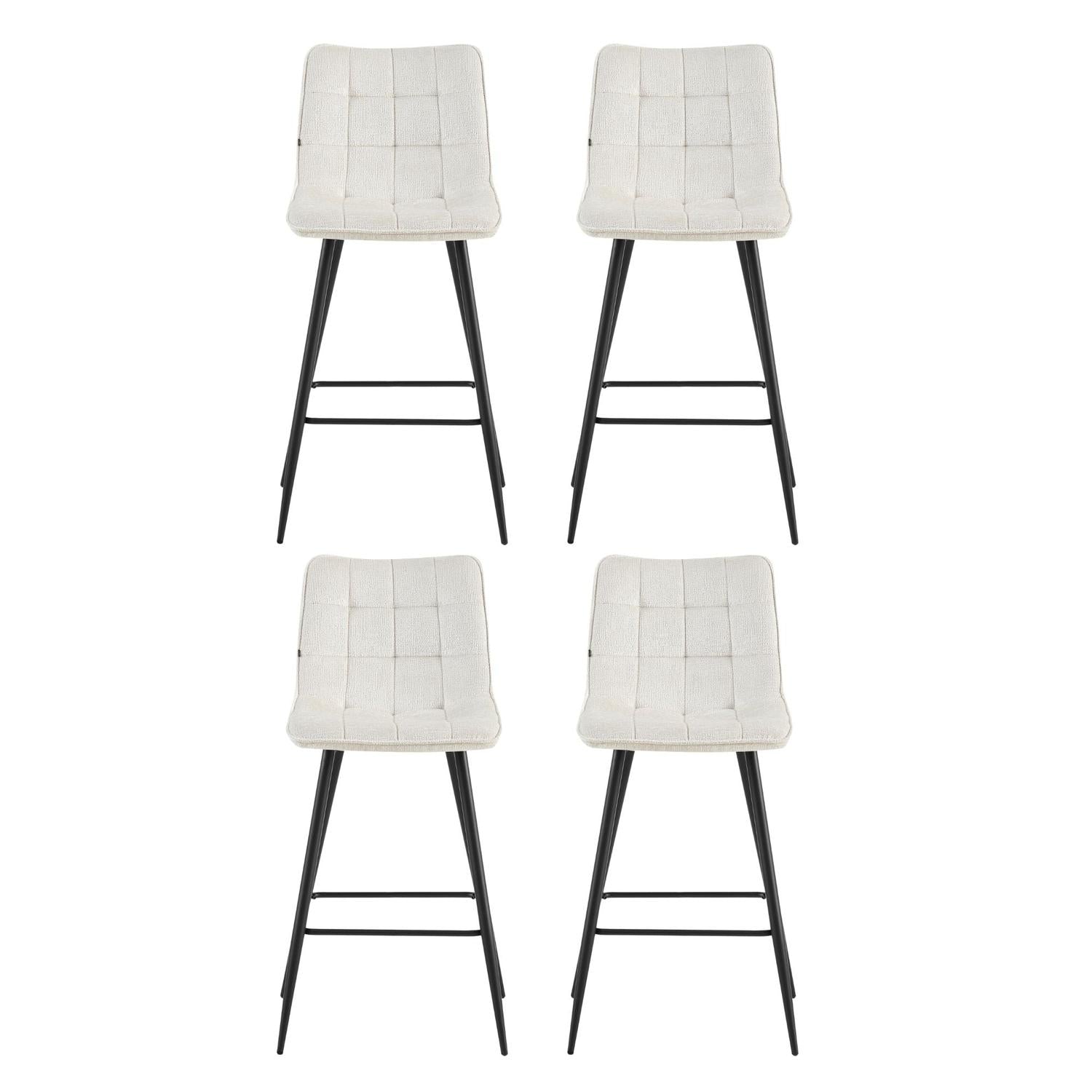 4er-Set Barhocker Lucille aus Chenille - Beige-Barhocker-Benoa-le canapé