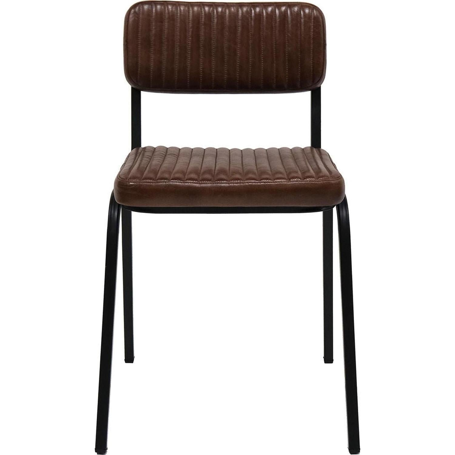 4er-Set Esszimmerstühle Astoria - gestepptes Büffelleder - Dunkelbraun-Esszimmerstuhl-Trademark Living-le canapé