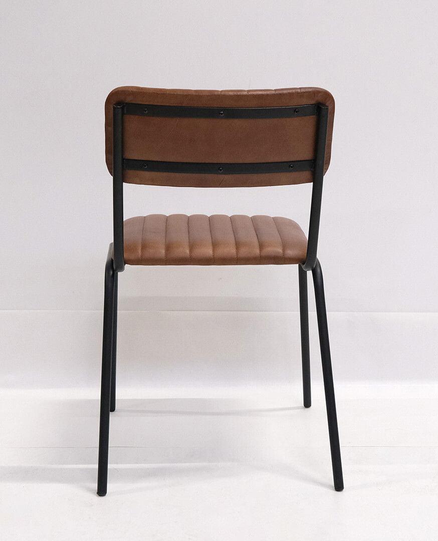 4er-Set Esszimmerstühle Diner aus gesteppten Büffelleder - Braun-Esszimmerstühle-Trademark Living-le canapé