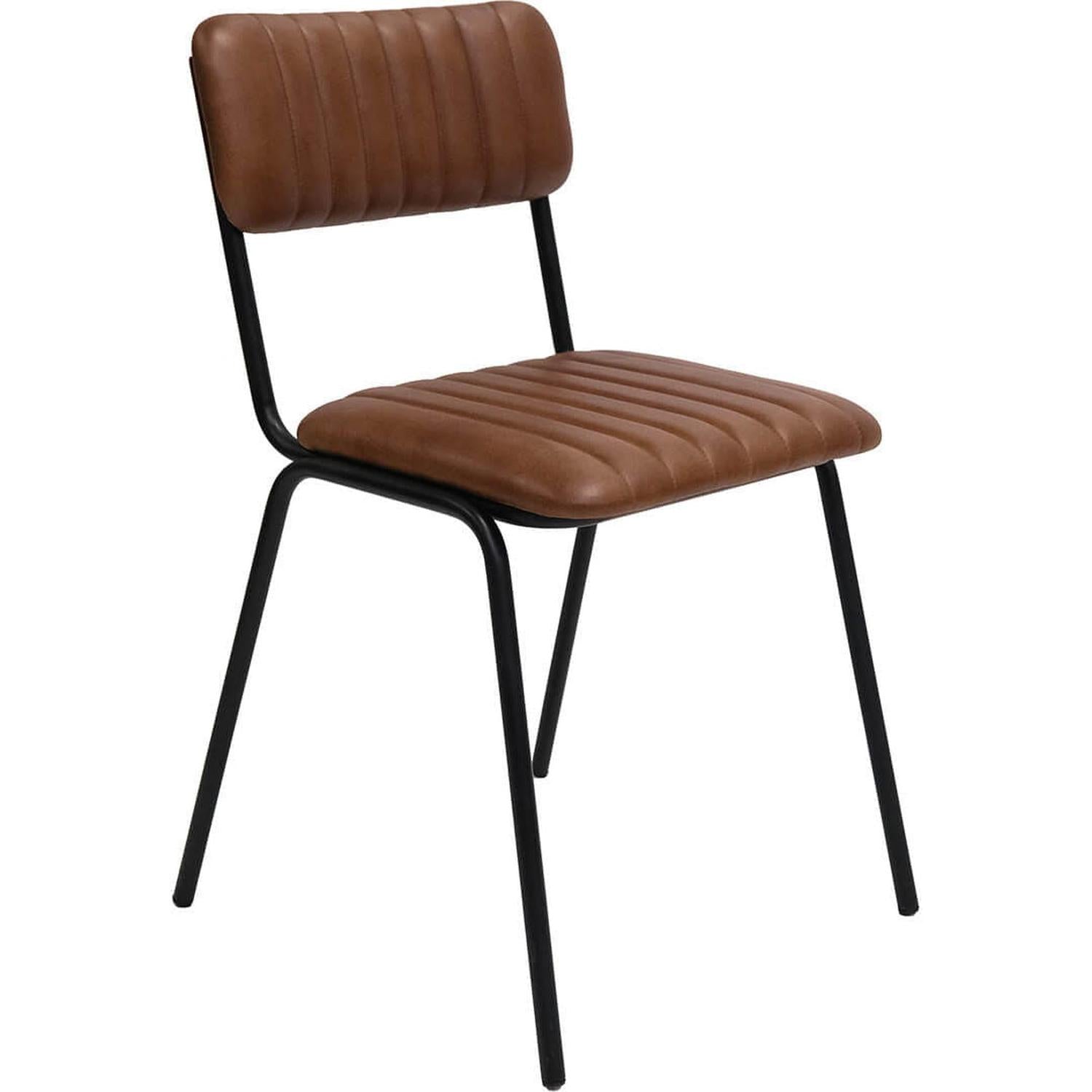 4er-Set Esszimmerstühle Diner aus gesteppten Büffelleder - Braun-Esszimmerstühle-Trademark Living-le canapé