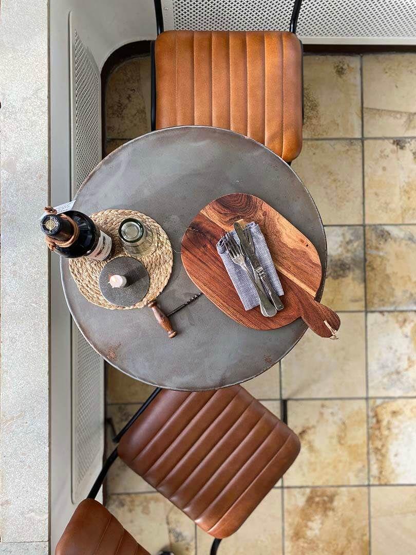 4er-Set Esszimmerstühle Diner aus gesteppten Büffelleder - Braun-Esszimmerstühle-Trademark Living-le canapé