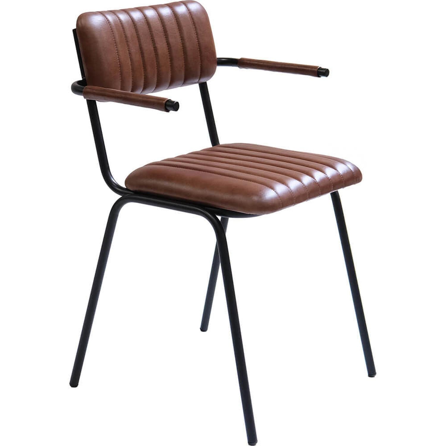 4er-Set Esszimmerstühle Diner mit Armlehnen – Braun/Schwarz-Esszimmerstuhl-Trademark Living-le canapé