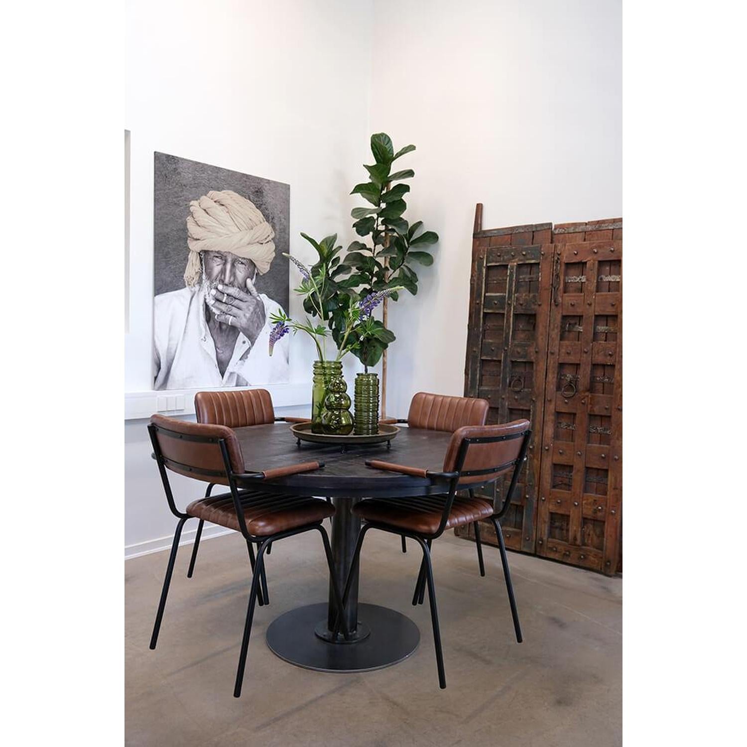 4er-Set Esszimmerstühle Diner mit Armlehnen – Braun/Schwarz-Esszimmerstühle-Trademark Living-le canapé