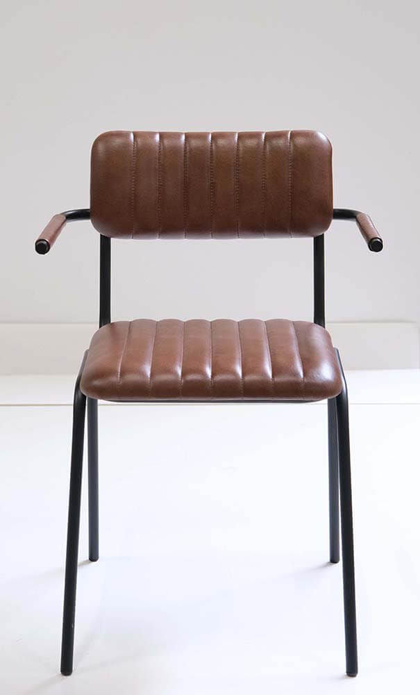 4er-Set Esszimmerstühle Diner mit Armlehnen – Braun/Schwarz-Esszimmerstühle-Trademark Living-le canapé