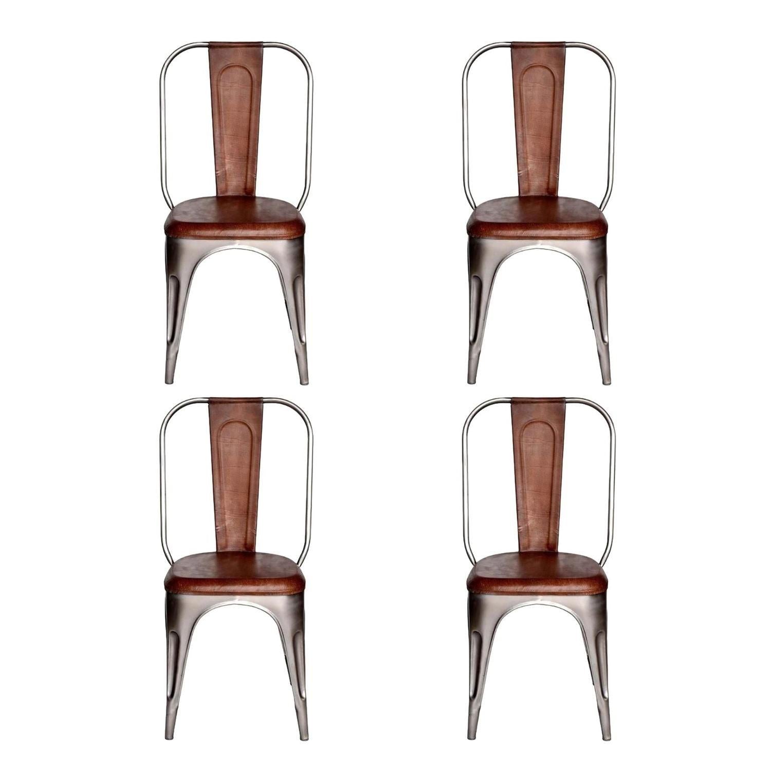 4er-Set Esszimmerstühle Living mit hoher Rückenlehne - Leder glänzend-Esszimmerstühle-Trademark Living-le canapé
