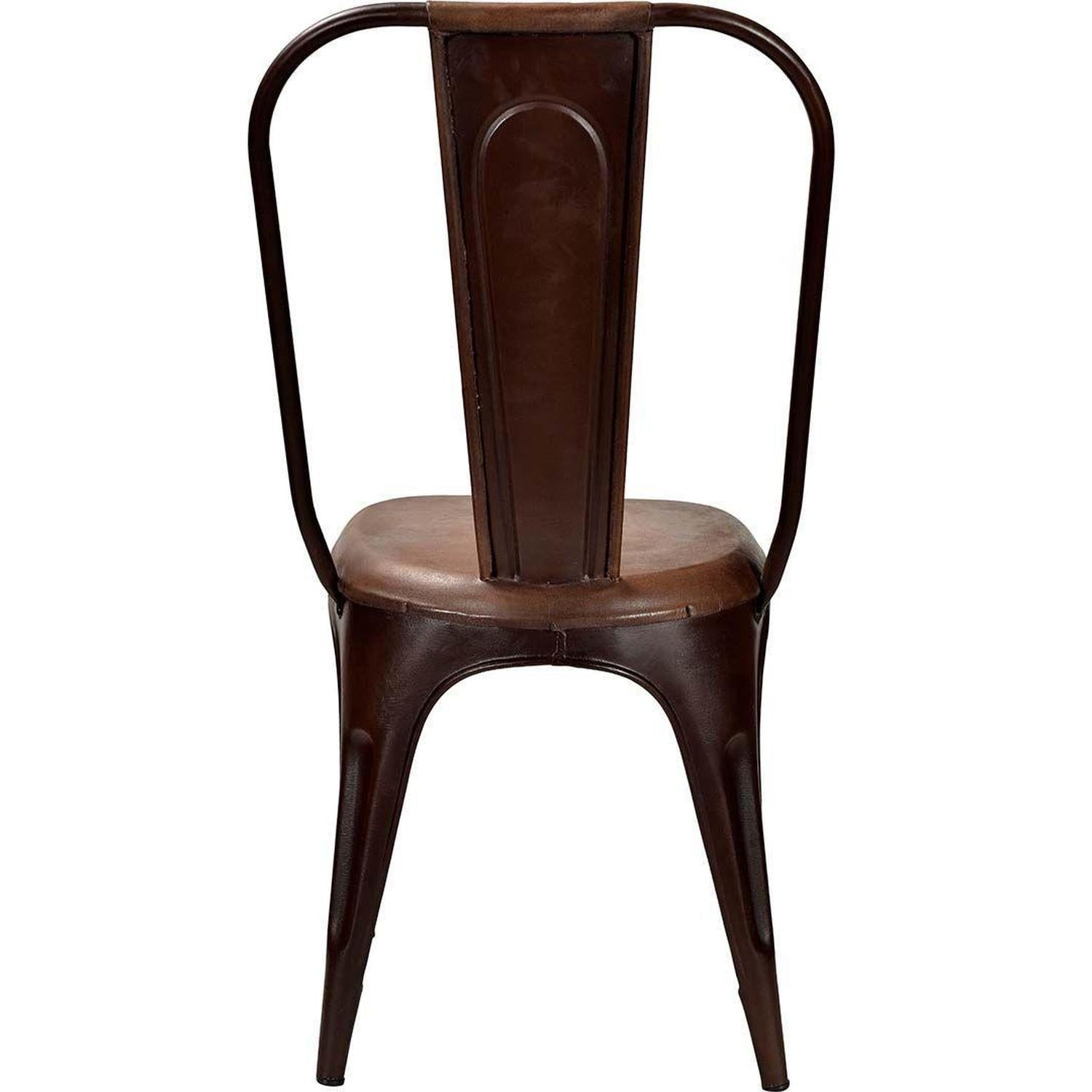 4er-Set Esszimmerstühle Living mit hoher Rückenlehne - Rost mit Leder-Esszimmerstühle-Trademark Living-le canapé