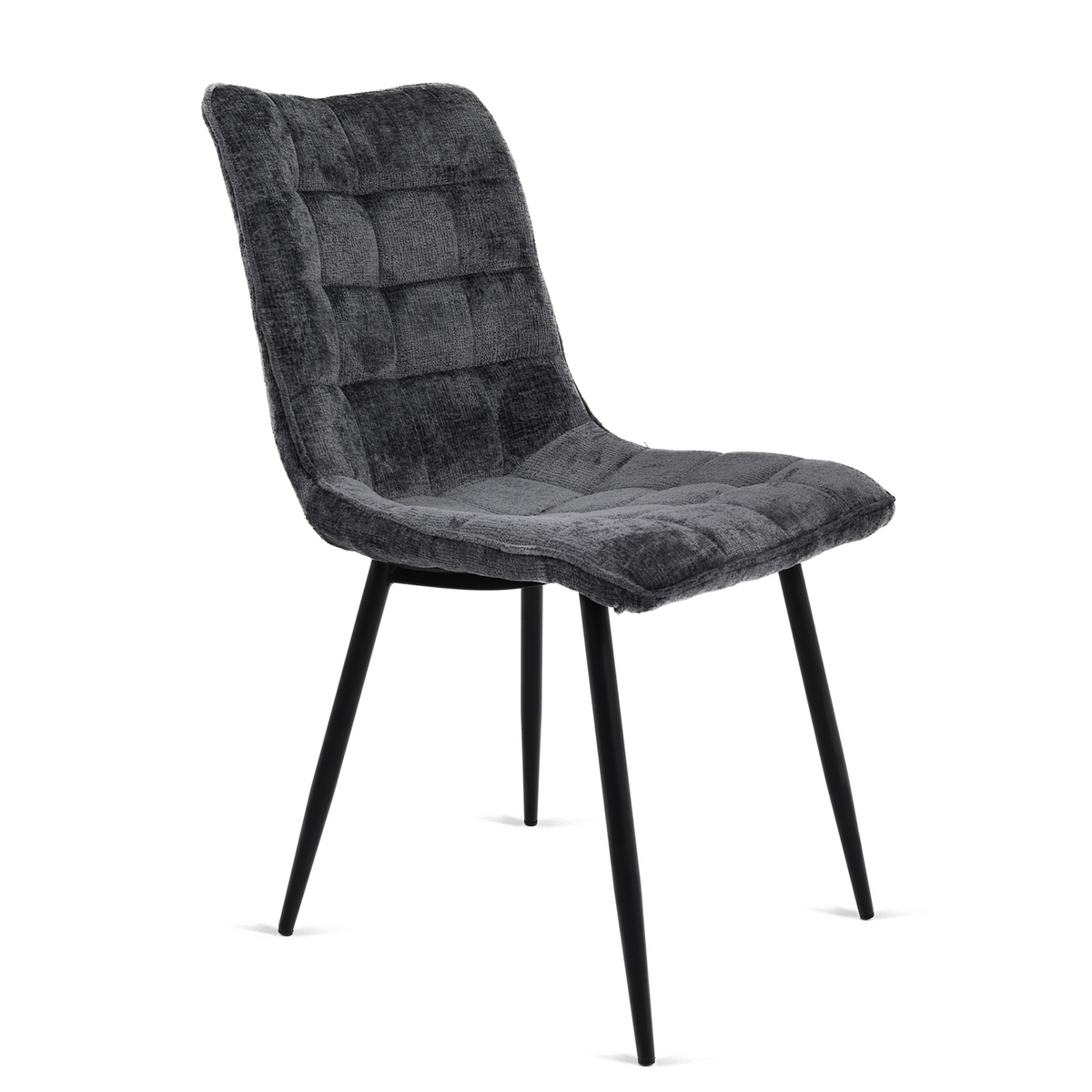 4er-Set Esszimmerstühle Lucille aus Chenille - Petrol-Esszimmerstühle-Benoa-le canapé