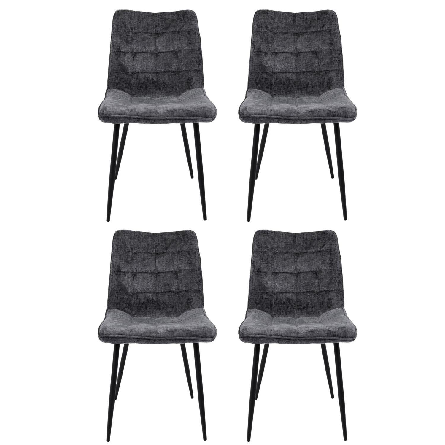 4er-Set Esszimmerstühle Lucille aus Chenille - Petrol-Esszimmerstühle-Benoa-le canapé