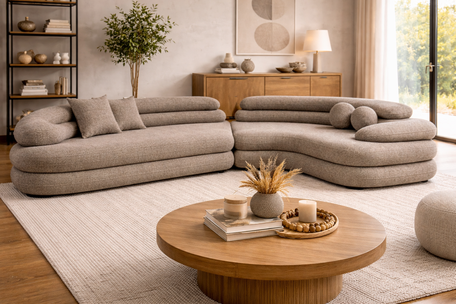 6-Sitzer Sofa Cairo aus Teddy Bouclé - Sand-6-Sitzer Sofas-Pole to Pole-le canapé