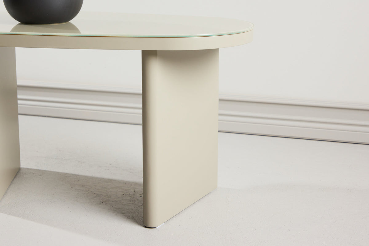 Beistelltisch Grönvik 70cm aus Glas - Beige - Venture Home - le canapé