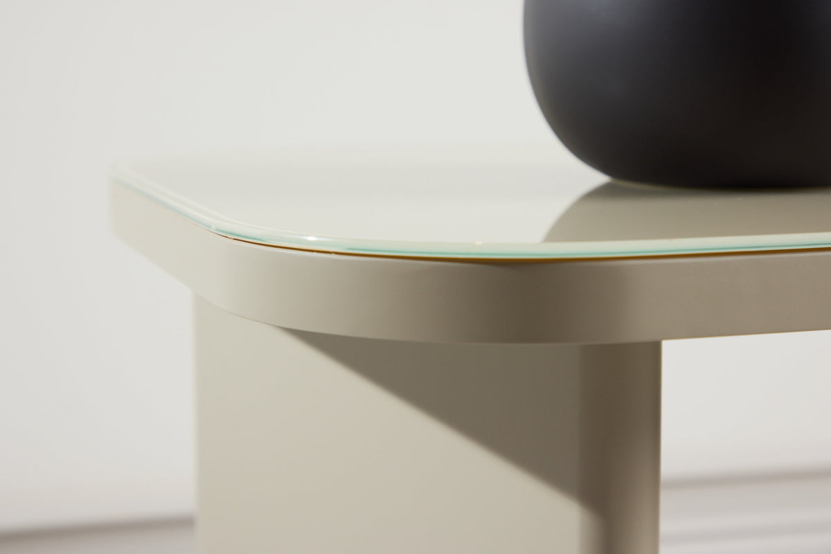 Beistelltisch Grönvik 70cm aus Glas - Beige - Venture Home - le canapé