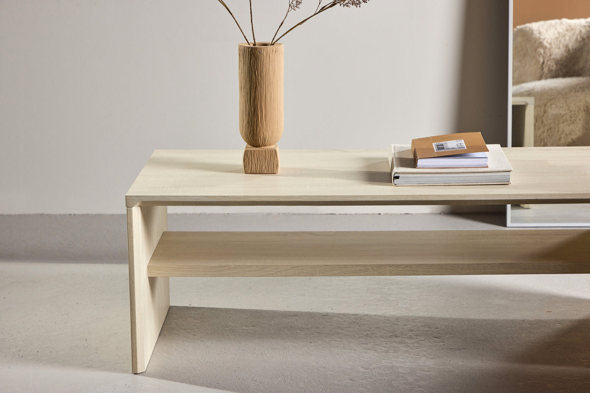 Couchtisch Telemarket 110cm mit Regalboden - Weiß - Venture Home - le canapé