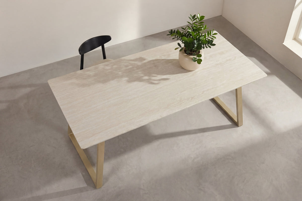 Esstisch Estelle 200cm aus Stein - Beige - Venture Home - le canapé