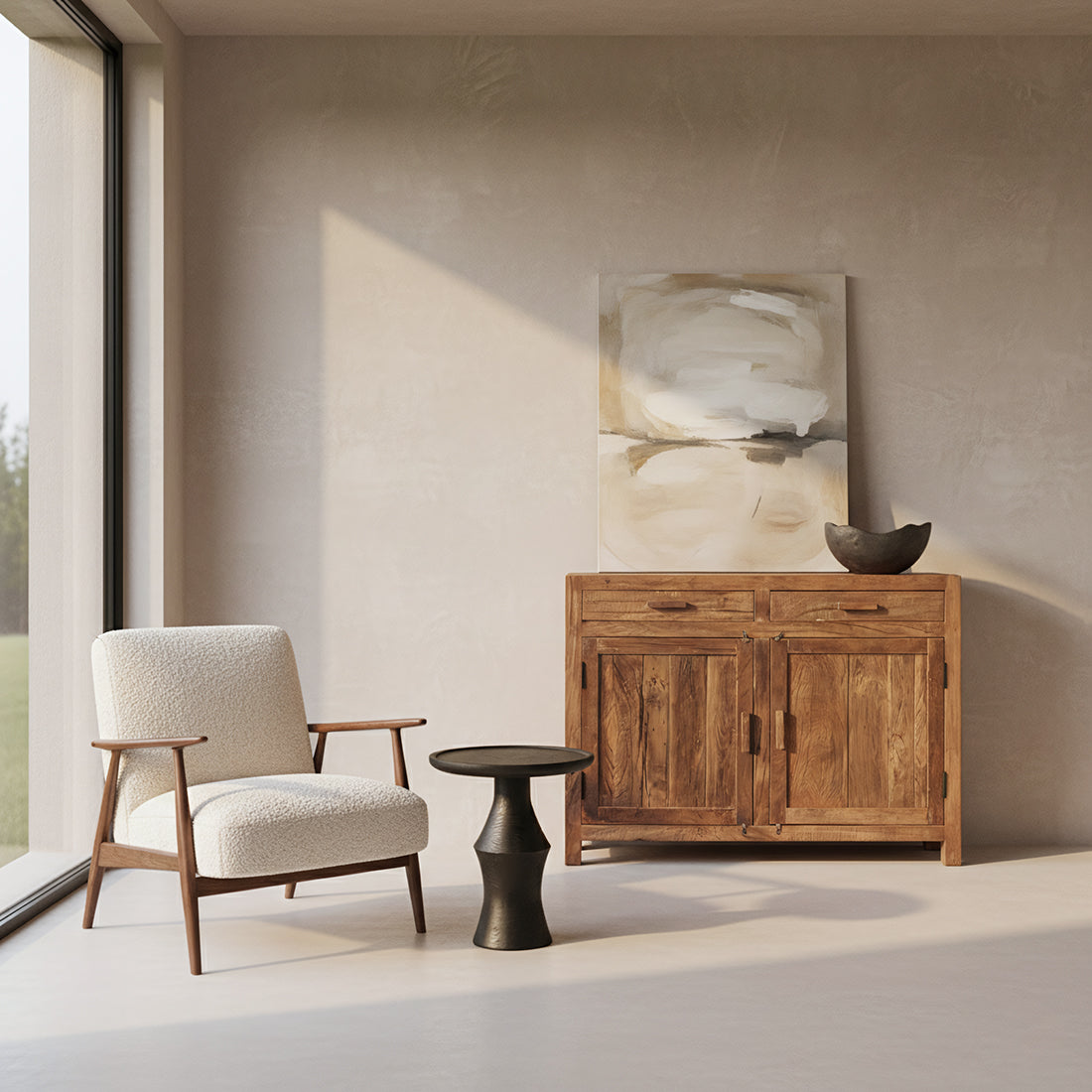 Sideboard Farmwood 120cm aus Massivholz mit 2 Türen - Braun
