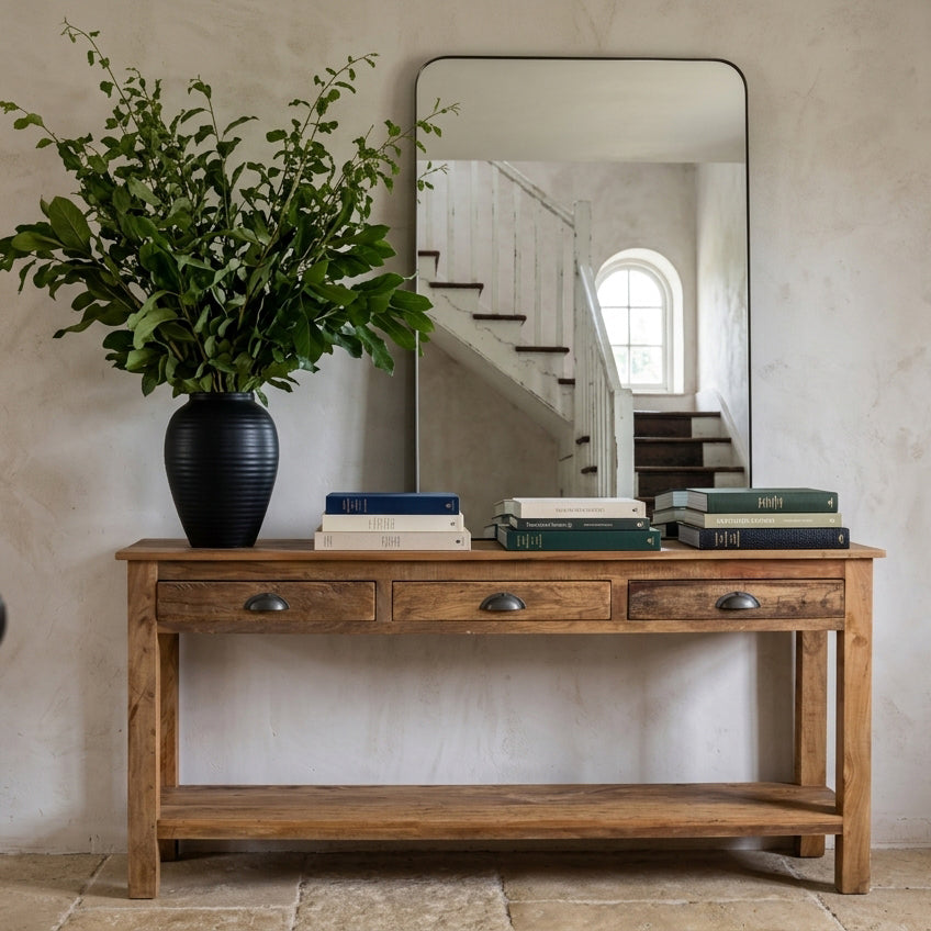 Sideboard Farmwood 150cm aus Massivholz mit 3 Schubladen - Braun