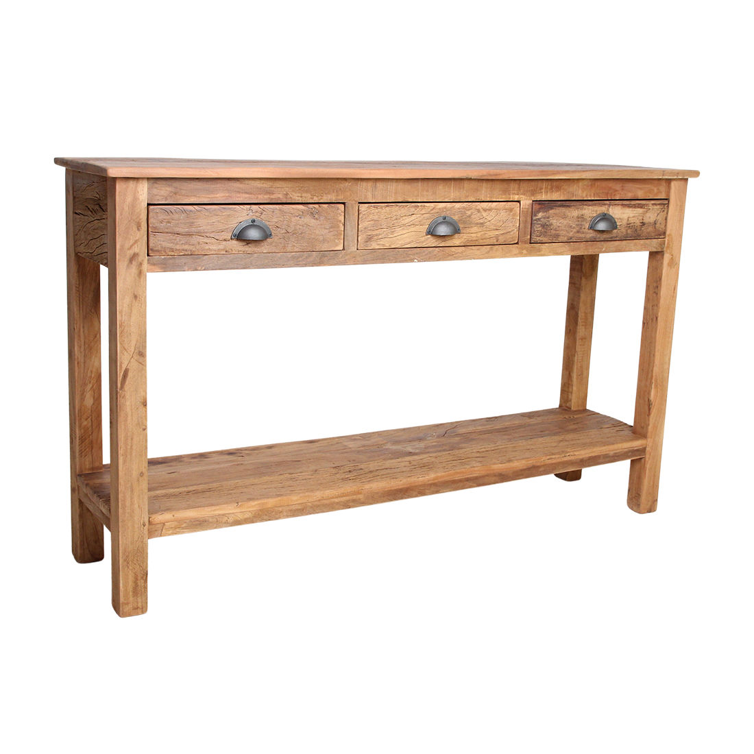 Sideboard Farmwood 150cm aus Massivholz mit 3 Schubladen - Braun