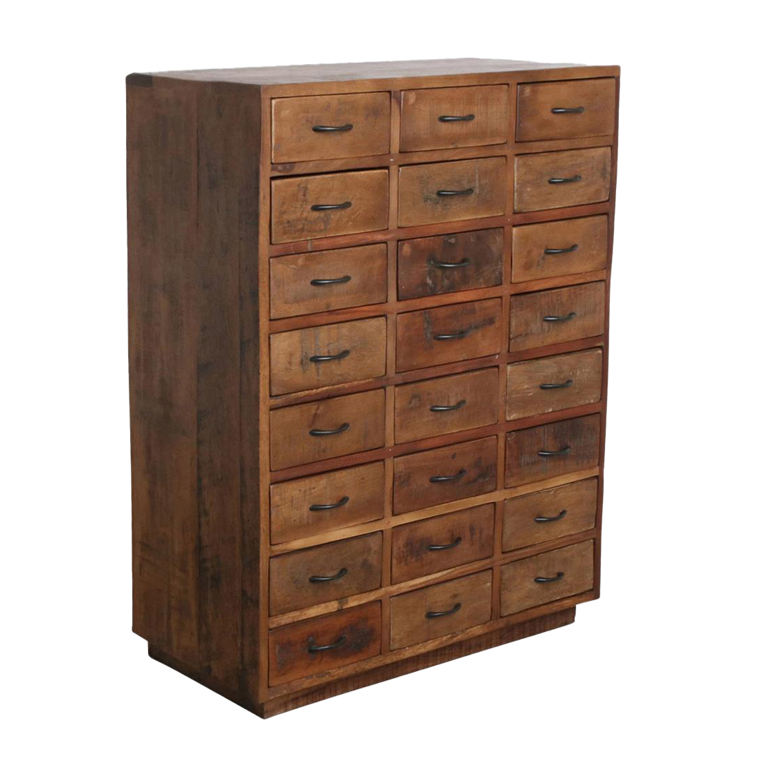Schubladenkommode Factory 80cm aus Massivholz mit 24 Schubladen - Braun
