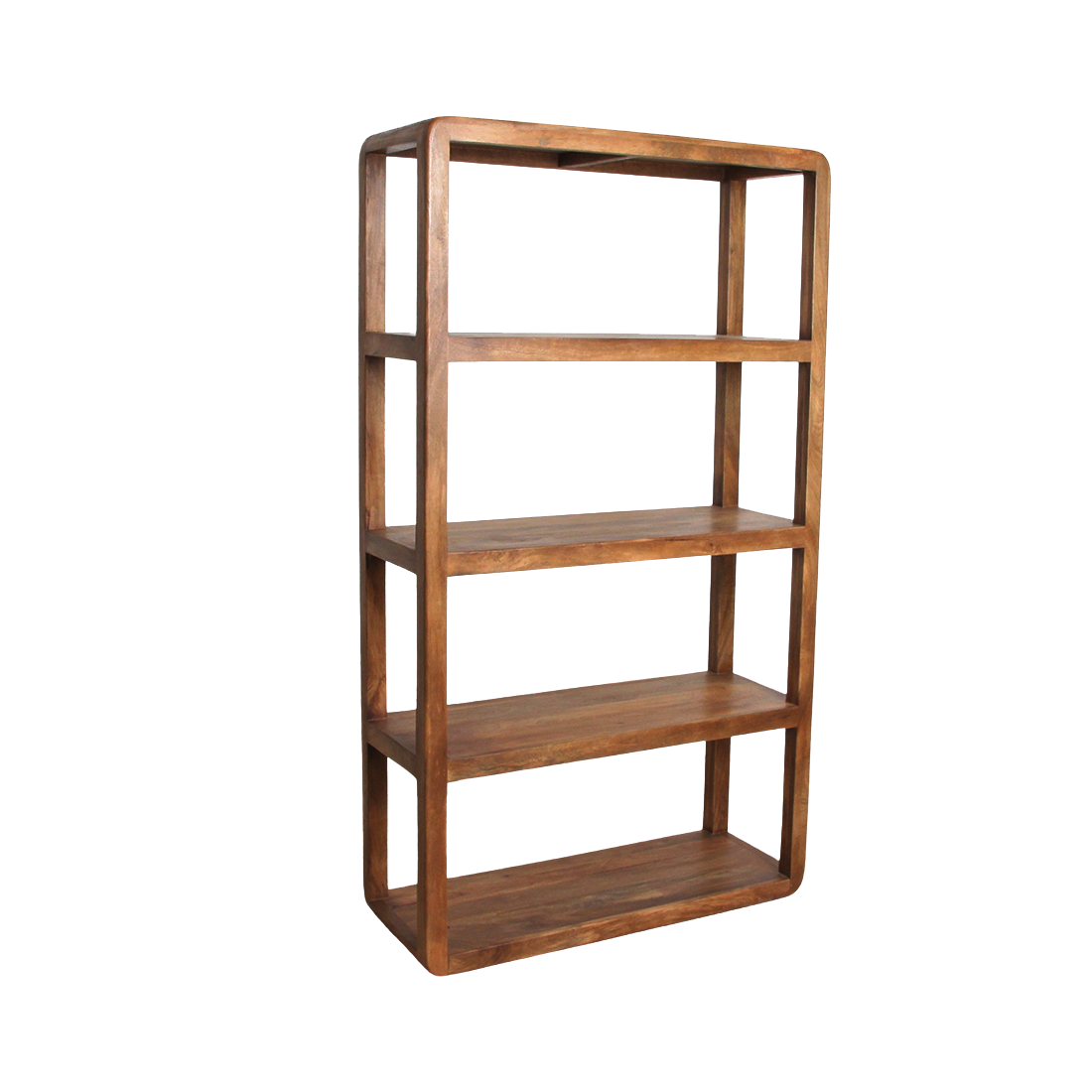 Regal Bullnose 177cm aus Massivholz mit 5 Fachböden - Braun
