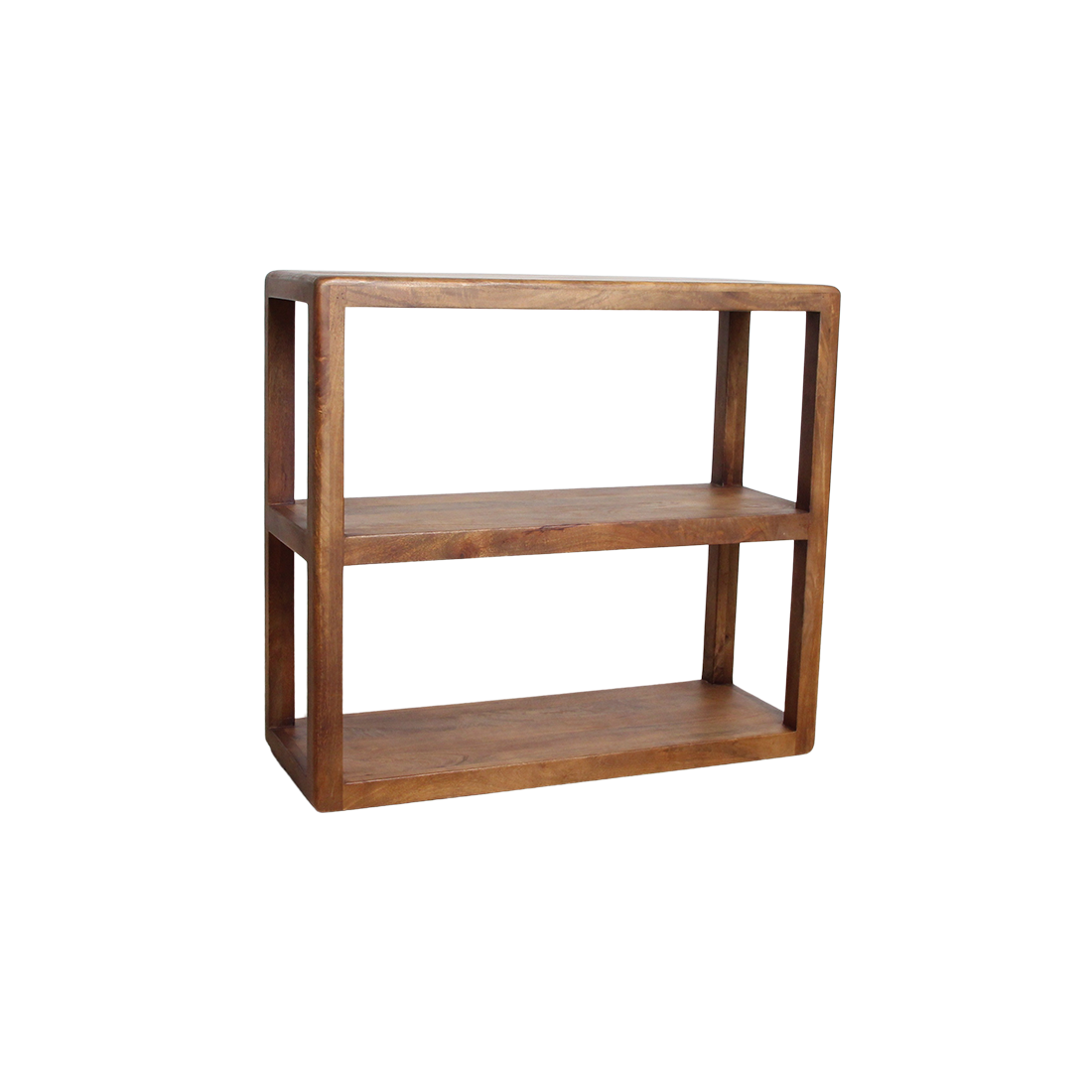 Regal Bullnose 100cm aus Massivholz mit 2 offenen Fächern - Braun