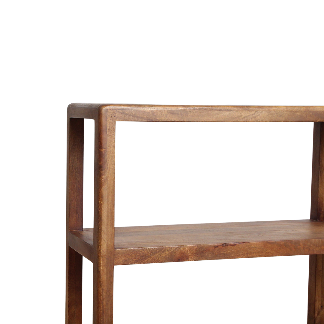 Regal Bullnose 100cm aus Massivholz mit 2 offenen Fächern - Braun