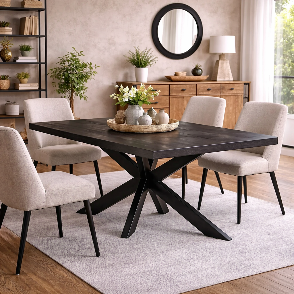 Esstisch Norris aus Mangoholz 200cm - Schwarz