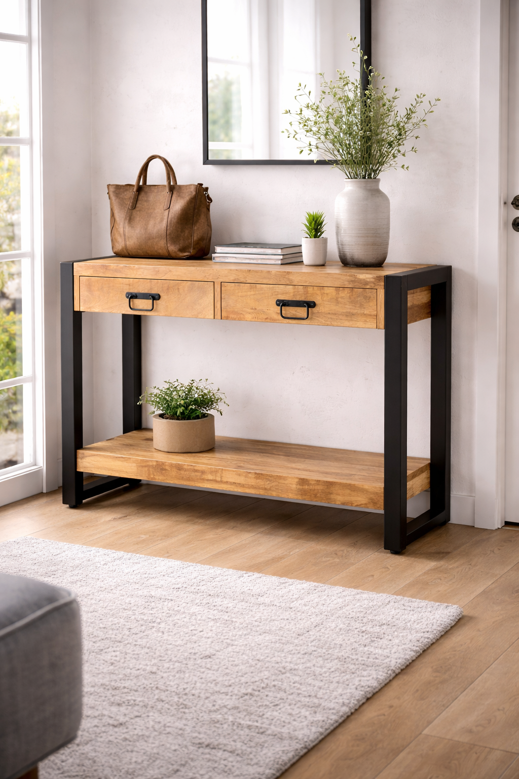 Konsolentisch Britt aus Mangoholz 120cm - Hellbraun