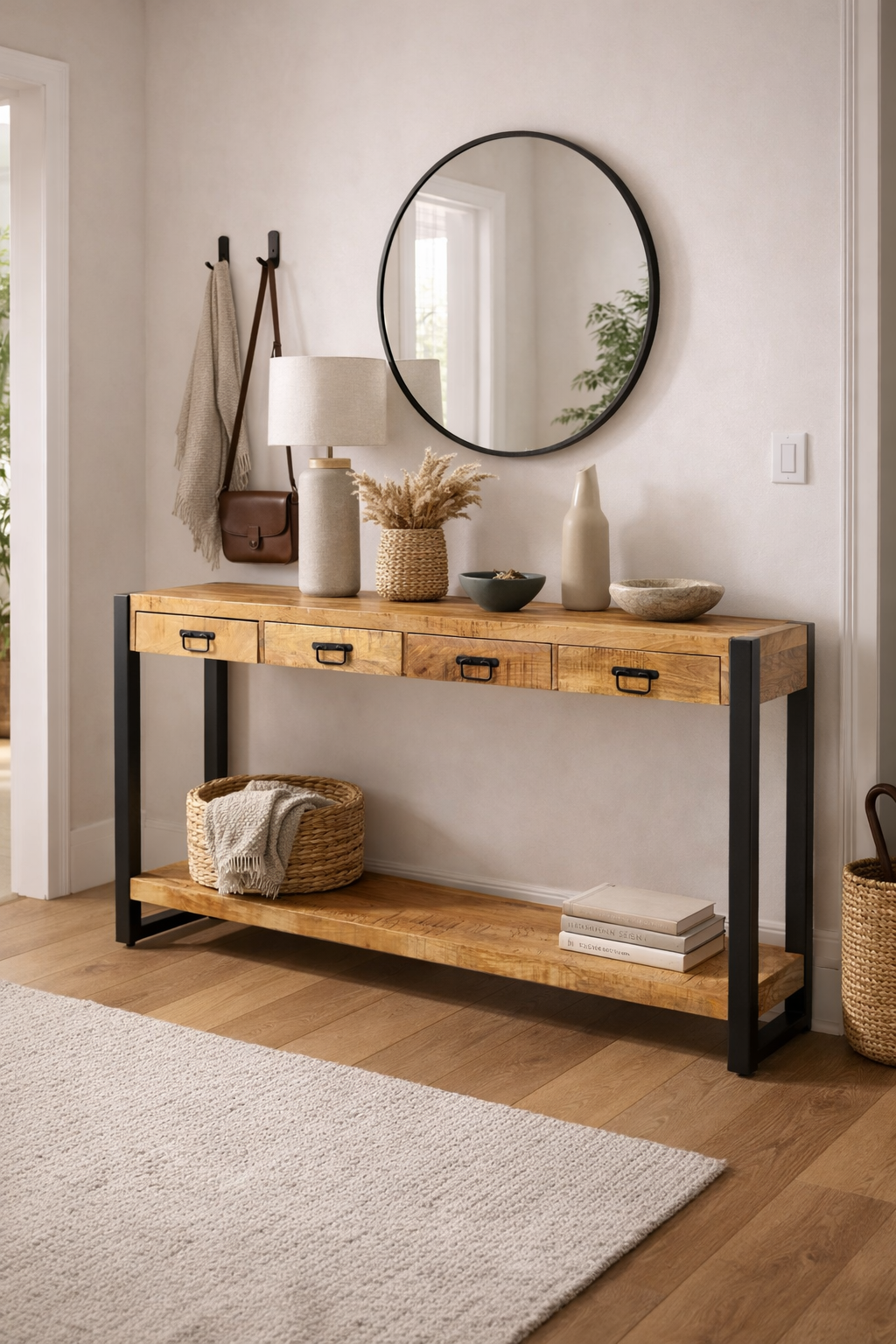 Konsolentisch Britt aus Mangoholz 180cm - Hellbraun