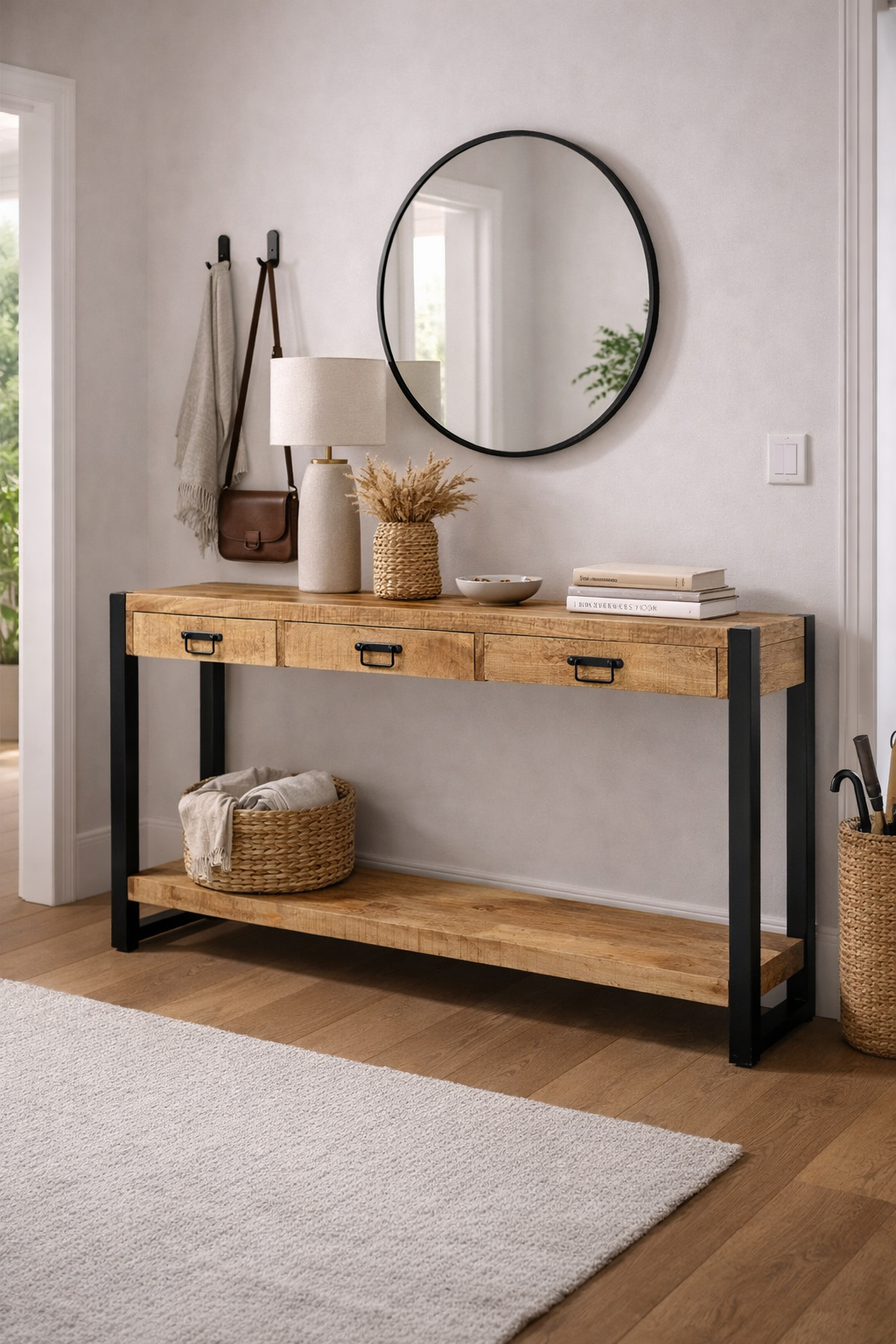 Konsolentisch Britt aus Mangoholz 150cm - Hellbraun