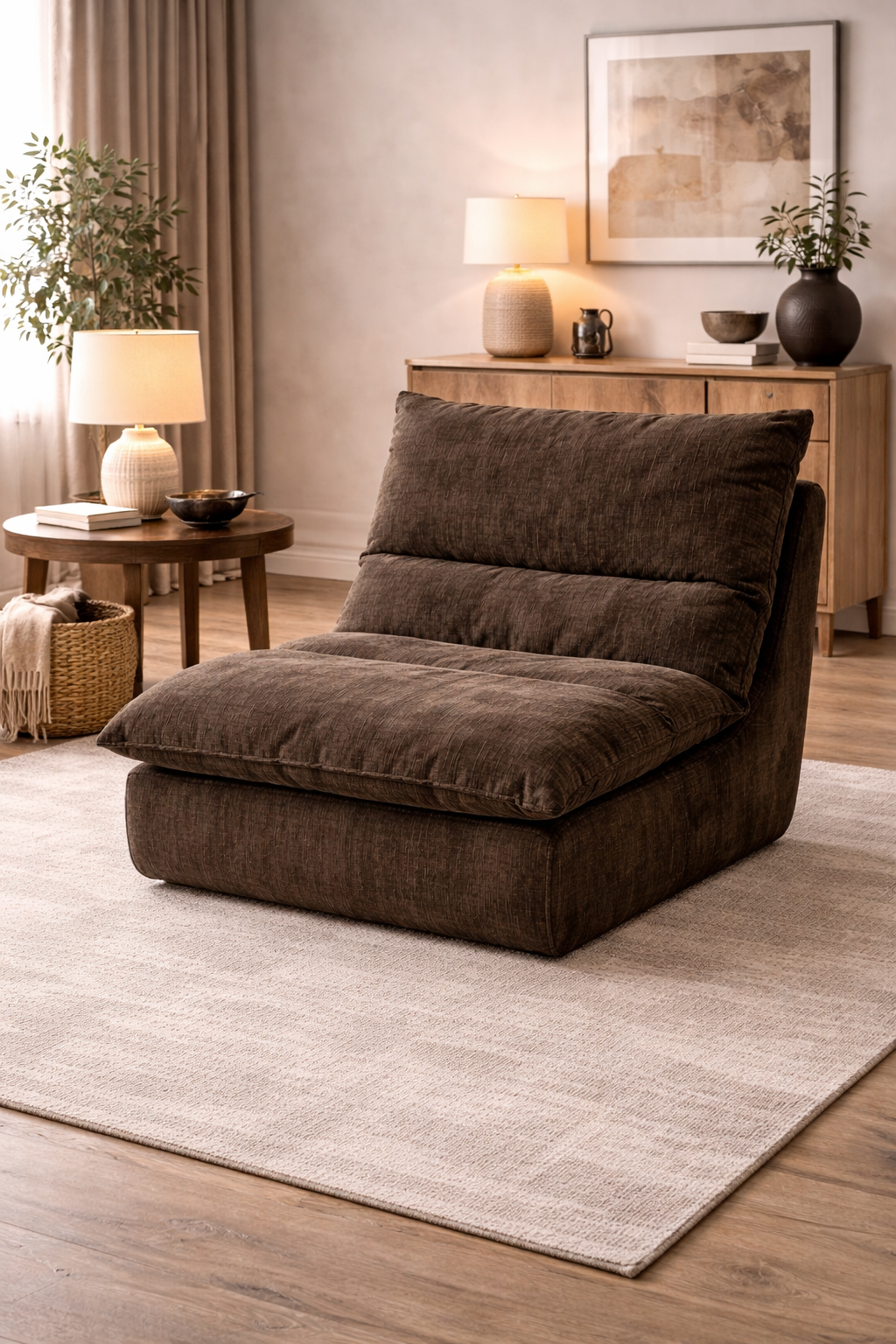 Loungesessel Selar (komprimiert) aus Samt - Braun