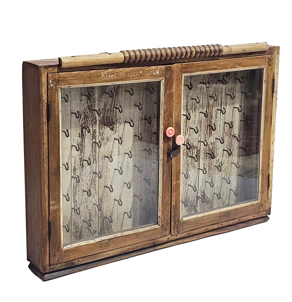 Schlüsselschrank Vintage 92cm mit Glastüren - Cremeweiß - Trademark Living - le canapé