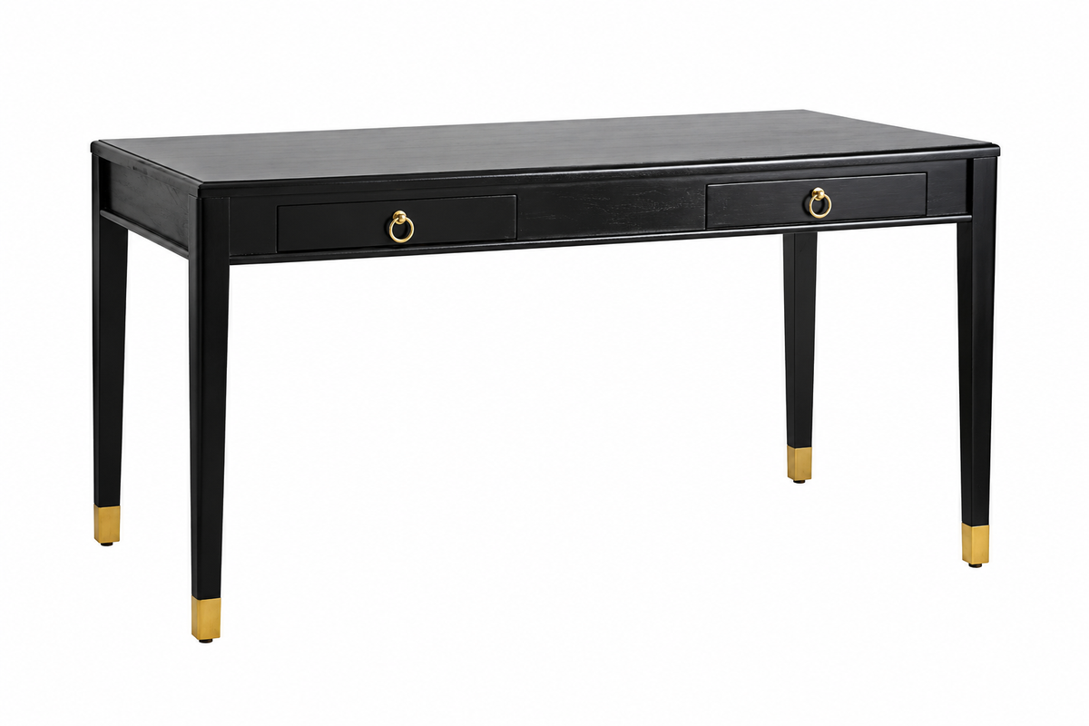 Schreibtisch EMS 140cm aus Mangoholz mit 2 Schubladen - Schwarz