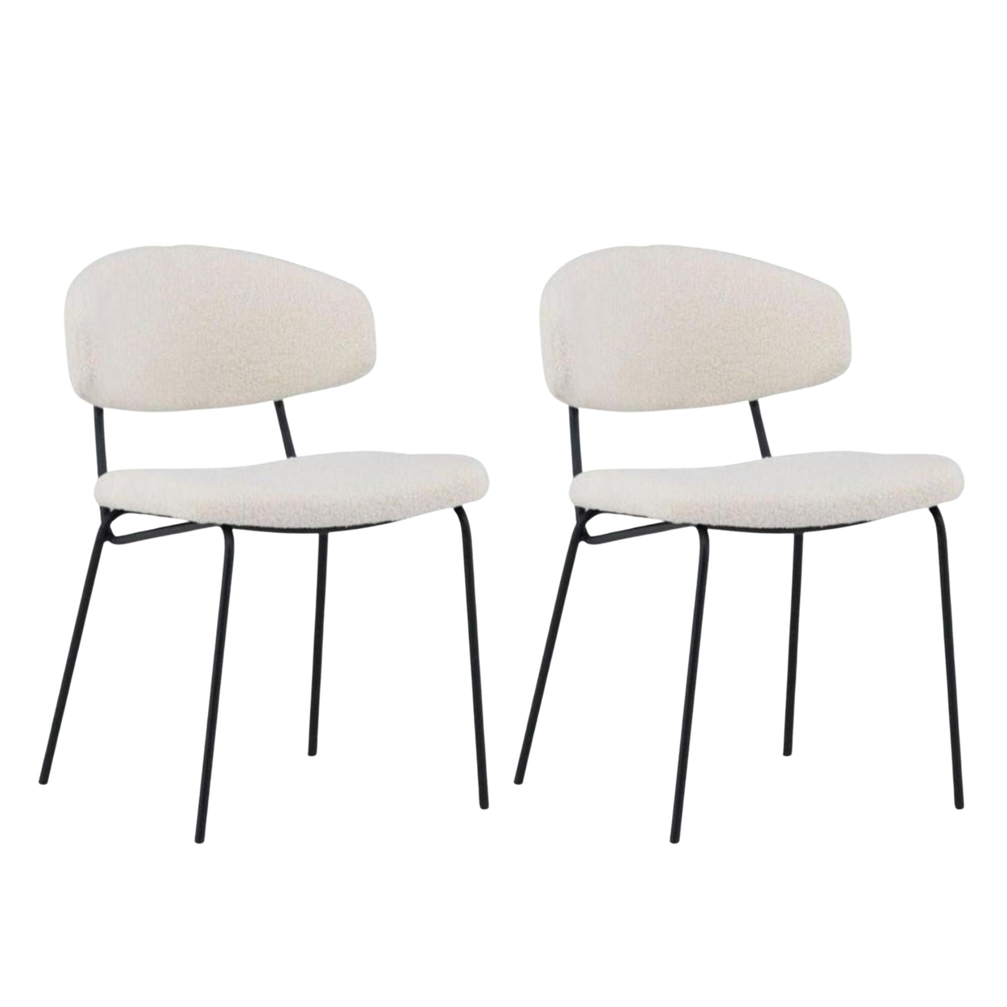 2er-Set Bouclé-Polsterstühle Chico - Weiß