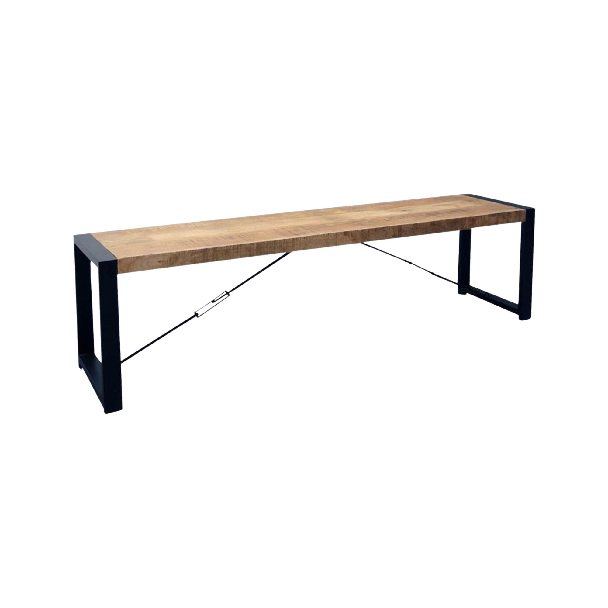 Sitzbank Britt aus Mangoholz 160cm mit Stahlrahmen - Hellbraun