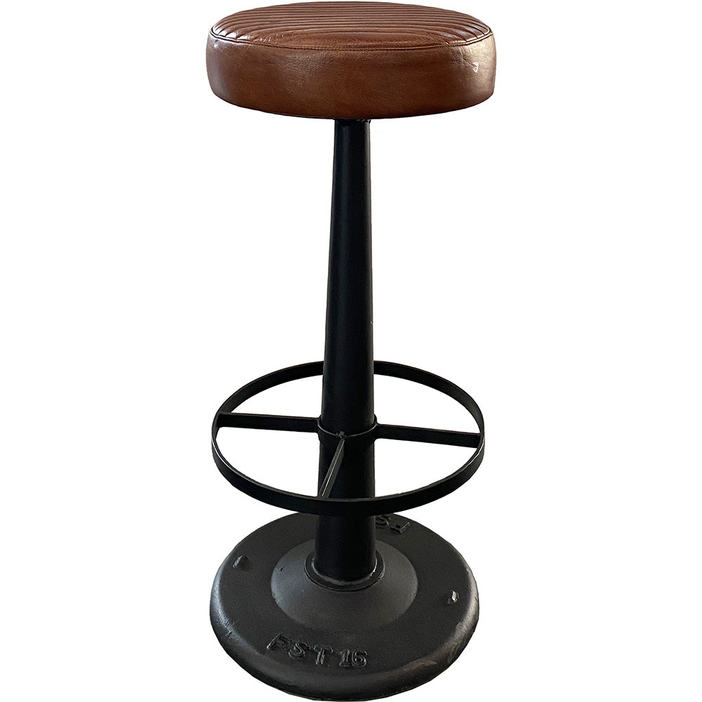 Barhocker Bowie mit Ledersitz aus Metall - Braun - Trademark Living - le canapé