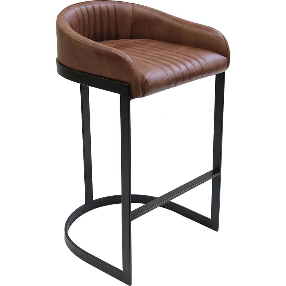 Barhocker Odense mit Ledersitz aus Metall - Braun - Trademark Living - le canapé