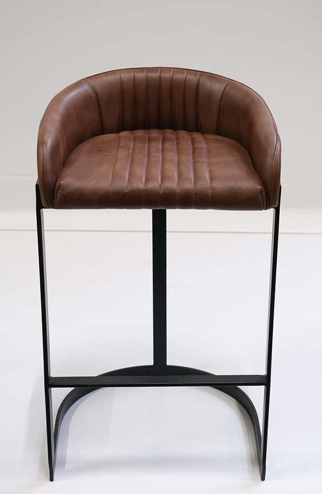 Barhocker Odense mit Ledersitz aus Metall - Braun - Trademark Living - le canapé
