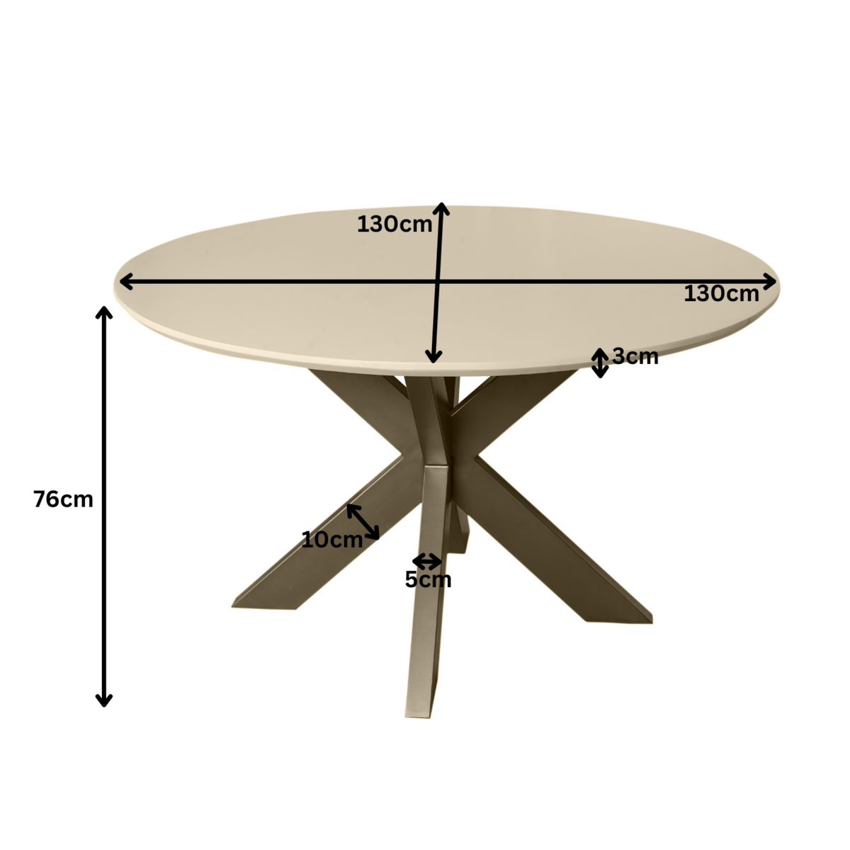 Esstisch Madison aus Mangoholz Ø130cm - Sandbraun