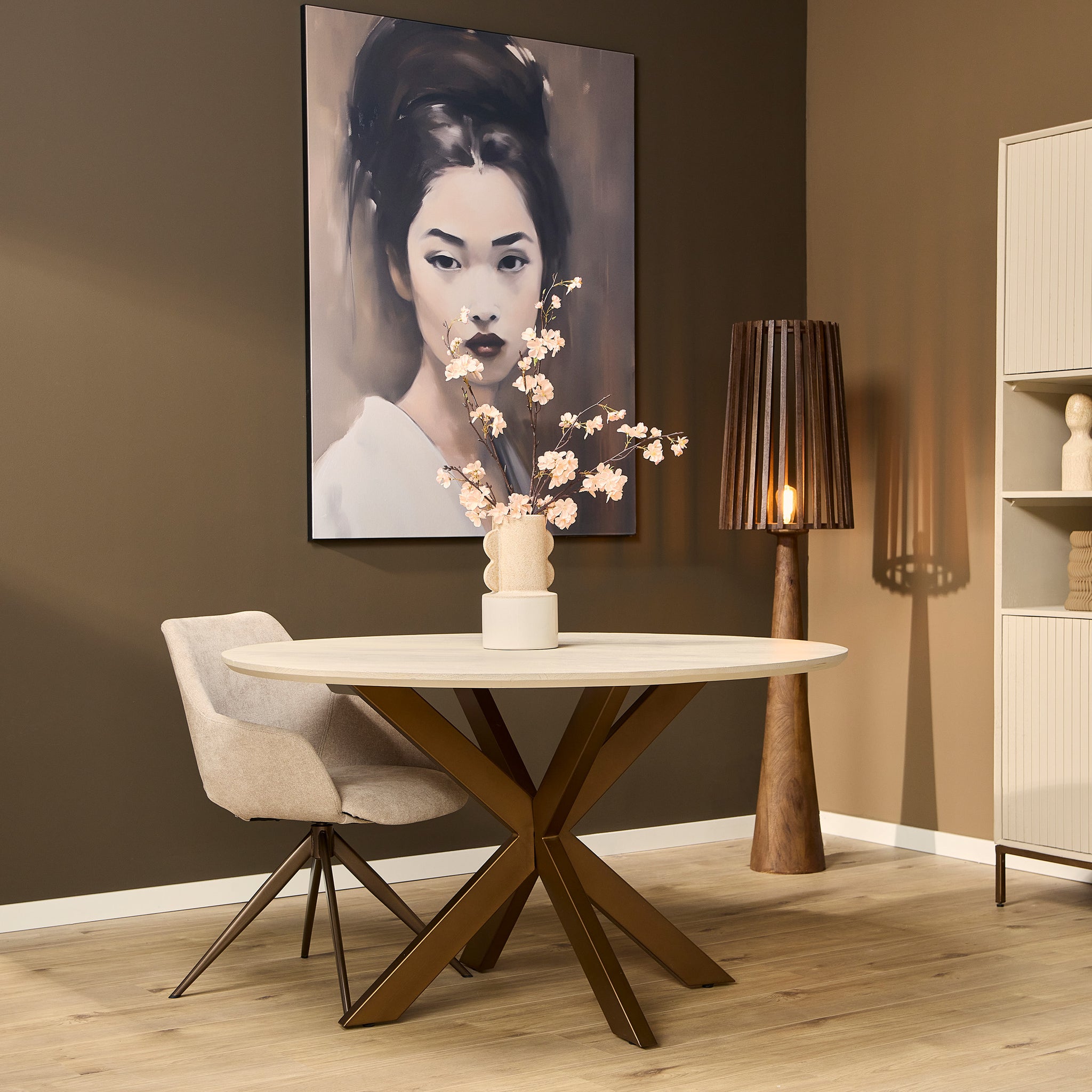 Esstisch Madison aus Mangoholz Ø150cm - Sandbraun
