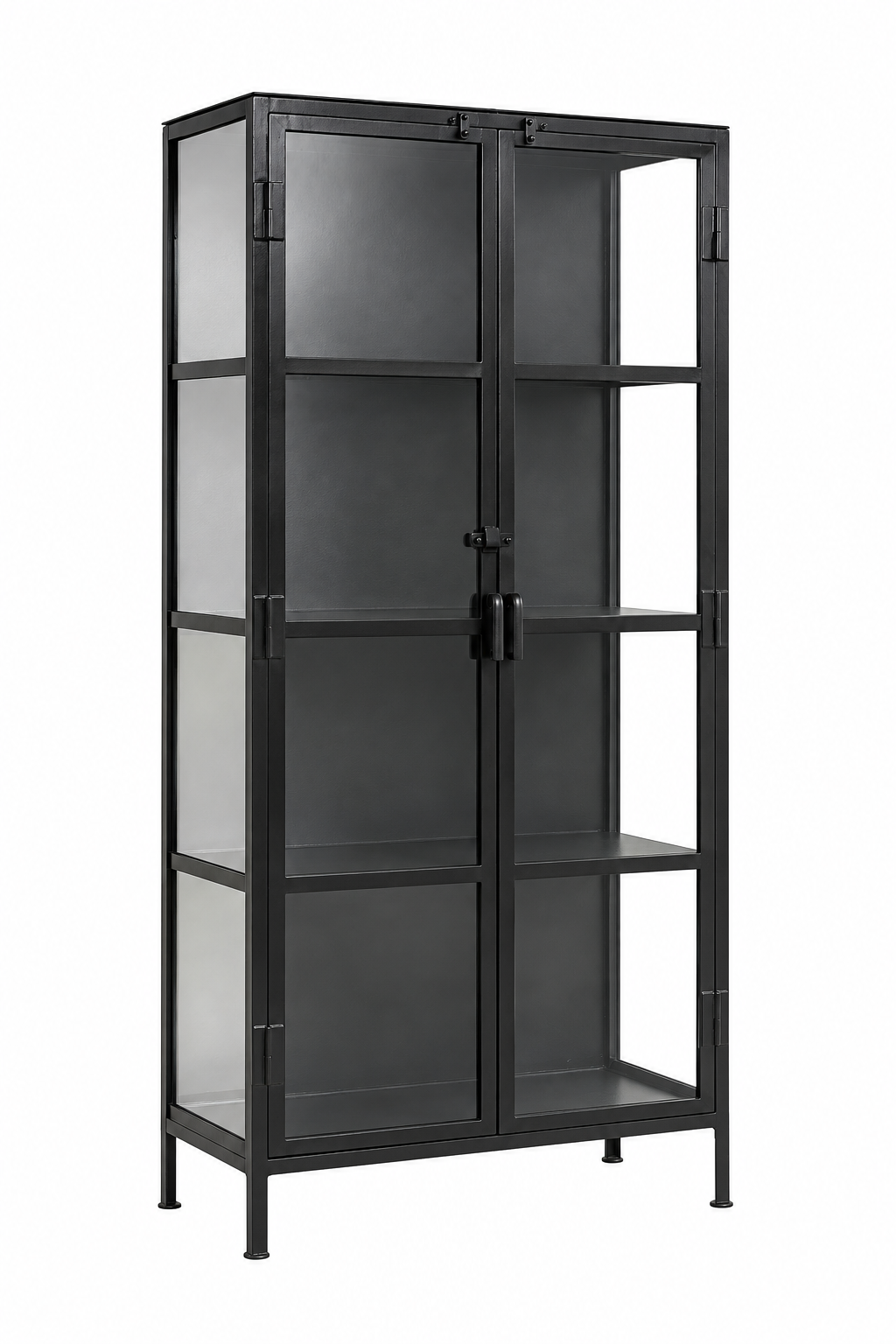 Vitrinenschrank Phoenix 175cm aus Metall - Schwarz