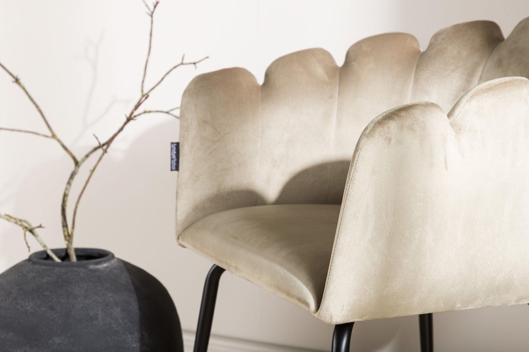 Armlehnenstuhl Limhamn aus Samt - Beige-Armlehnenstuhl-Furniture Fashion-le canapé
