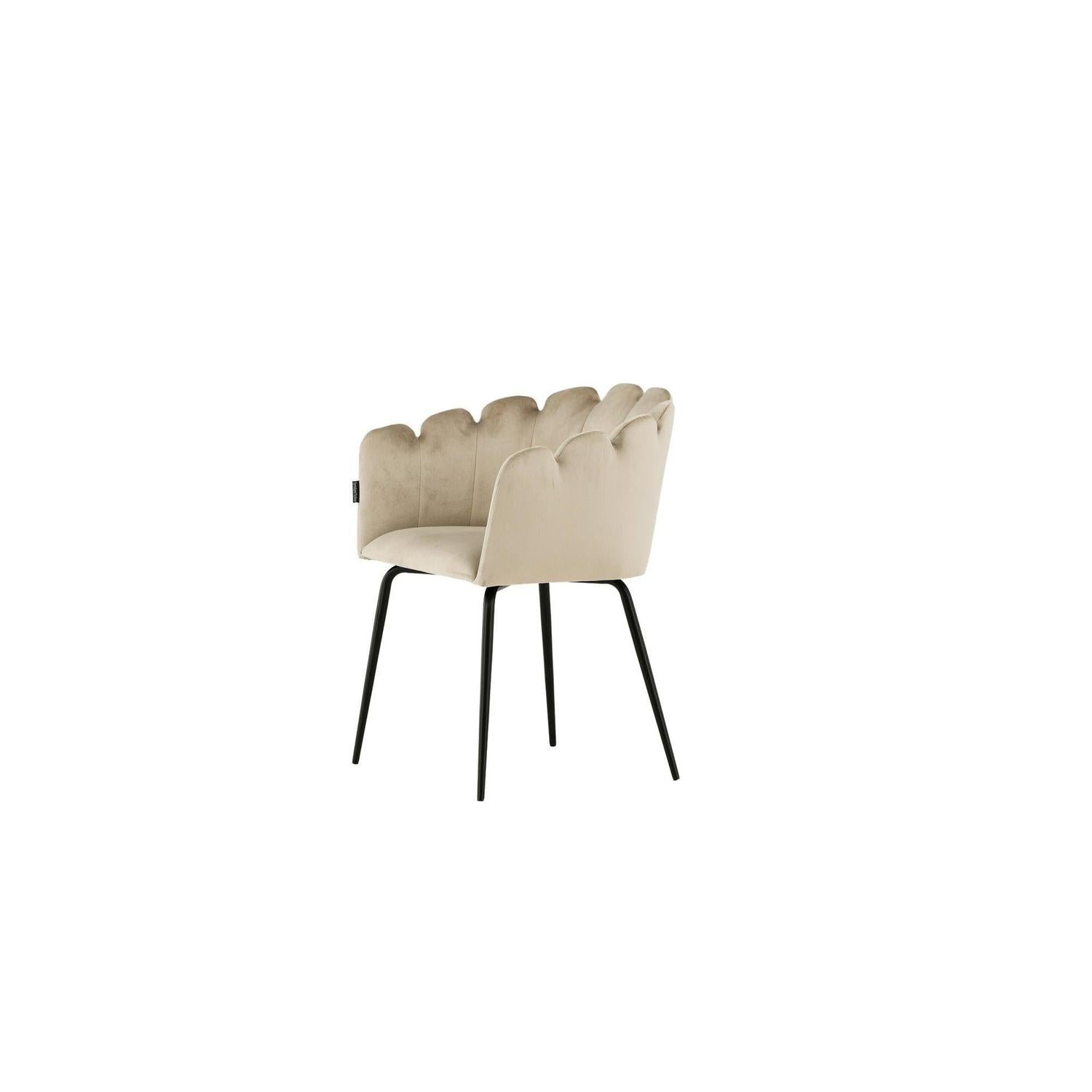 Armlehnenstuhl Limhamn aus Samt - Beige-Armlehnenstuhl-Furniture Fashion-le canapé