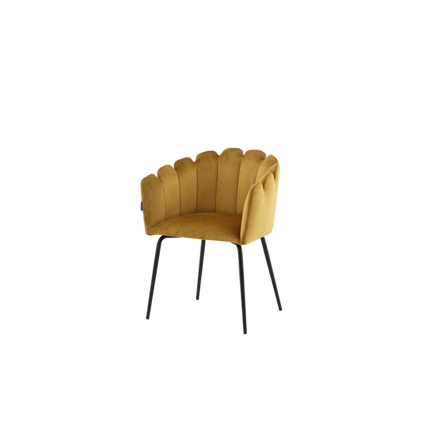 Armlehnenstuhl Limhamn aus Samt - Gelb-Armlehnenstuhl-Furniture Fashion-le canapé